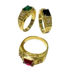Anel Masculino Formatura Verde/ Vermelho e Preto