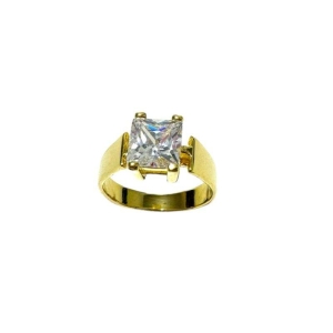 Anel Pedra Zirconia Quadrada C/ 4 Garras Multicor