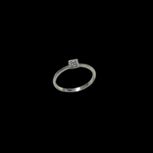 Anel Prata Solitario Pedra Quadrada Zirconia