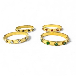Bracelete Vintage 5 Trevos C/ Zirconia Multicor