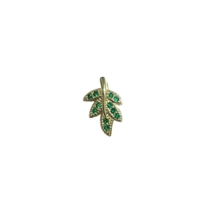 Pingente Folha P C/ Zirconias Verde