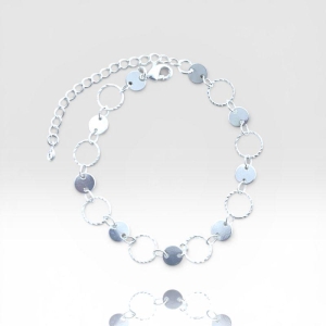 Pulseira com Circulo Vazado e Liso
