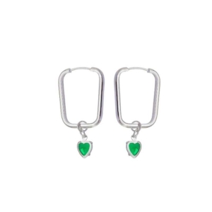 Argola Retangular C/ Pedra Zirconia Coração Multicor