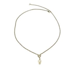 Corrente 1 Coração Cravejado 1 Menina C/ Zirconia