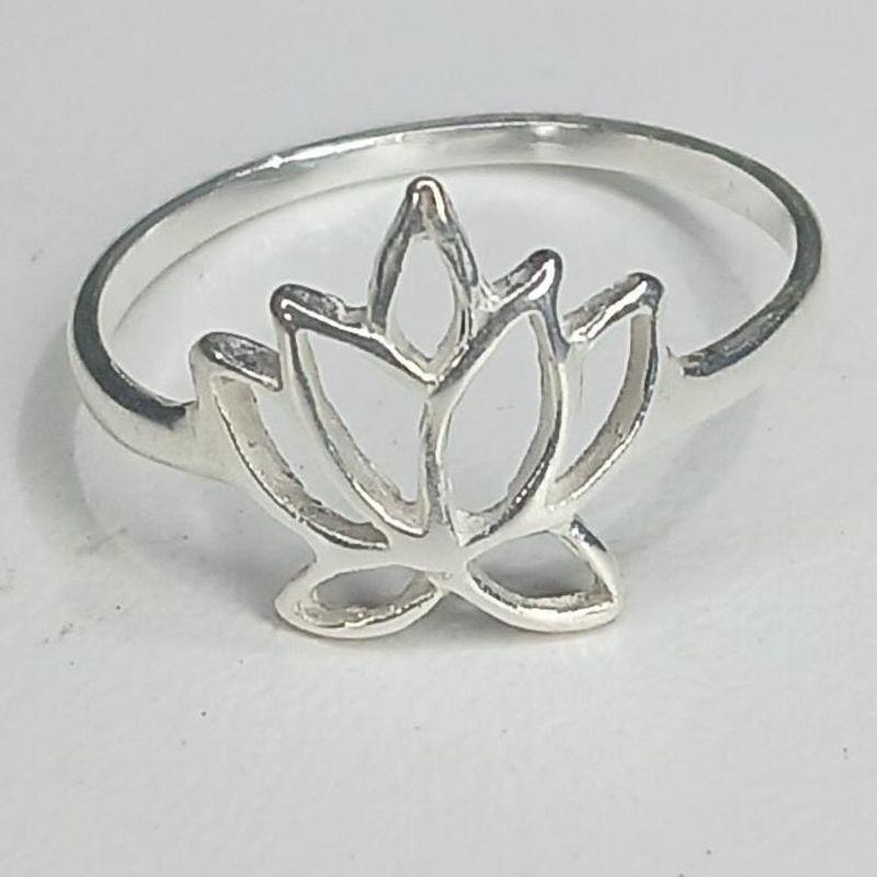 Anel Prata Flor De Lótus