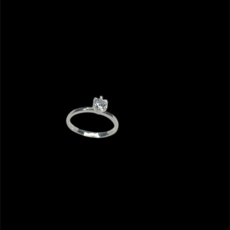 Anel Prata Solitario C/ Garra De (7MM) Pedra Zirconia