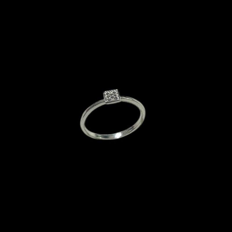 Anel Prata Solitario Pedra Quadrada Zirconia
