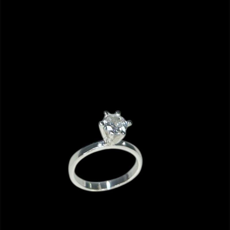 Anel Prata Solitario Pedra Zirconia