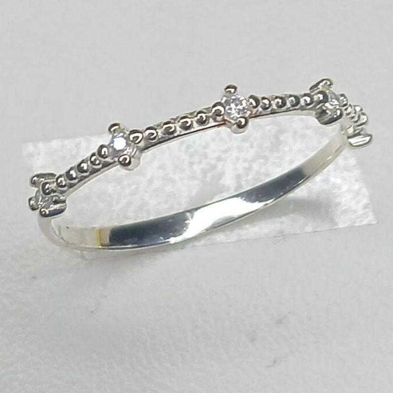 Anel Prata zirconia c/5 Pedraria Ao Lado/Cristal