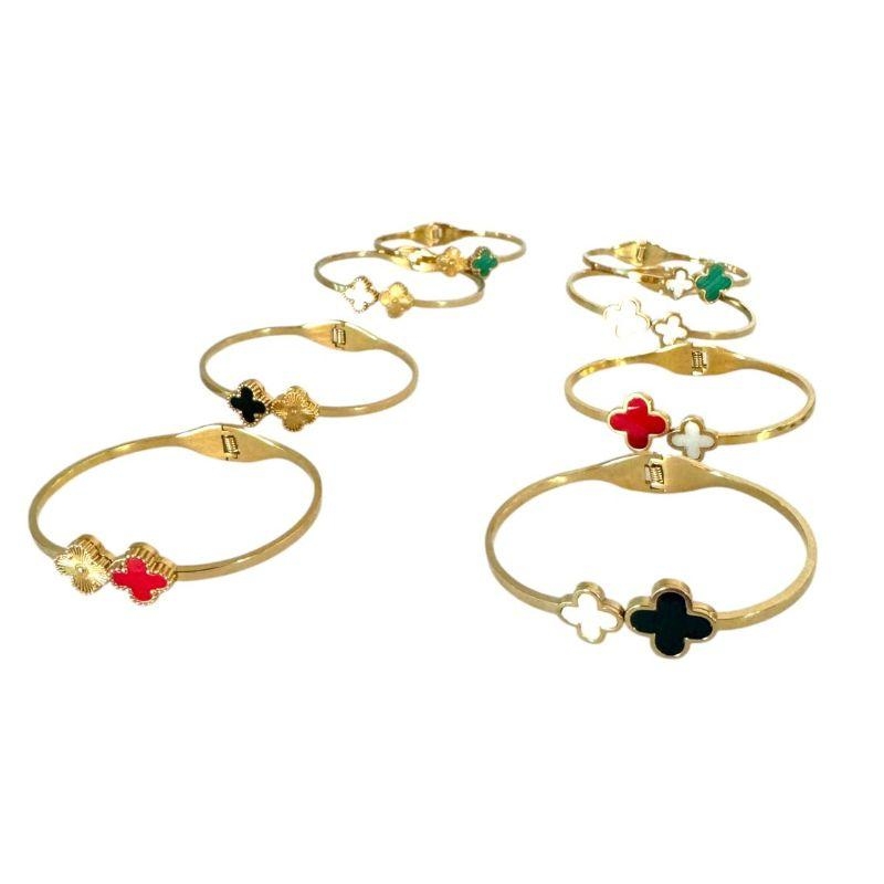 Bracelete Vintage 2 Trevos Multicor
