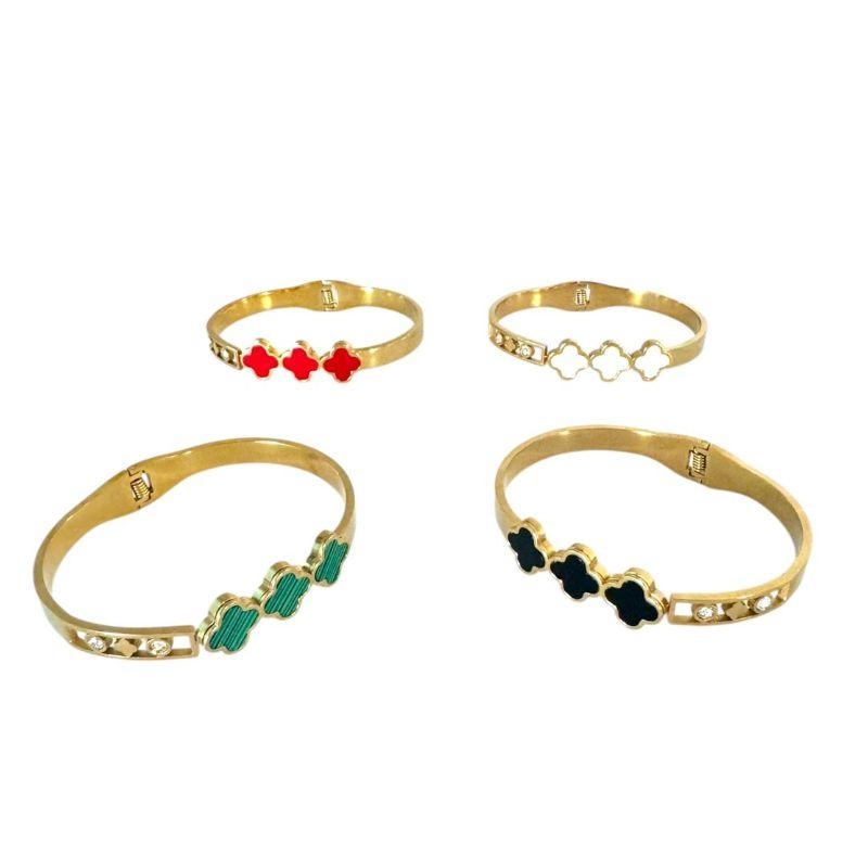 Bracelete Vintage 3 Trevos Multicor C/ Ponto de Luz