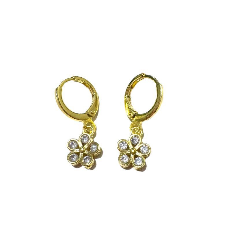 Brinco Click Flor P C/ Zirconias