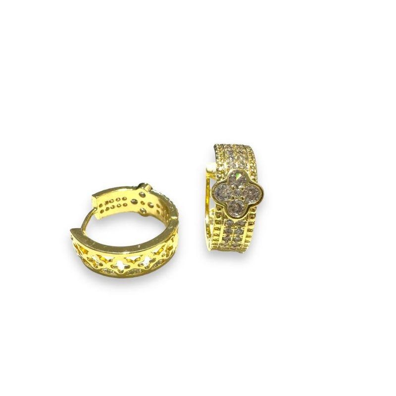 Brinco Click G Cravejado C/ Flor