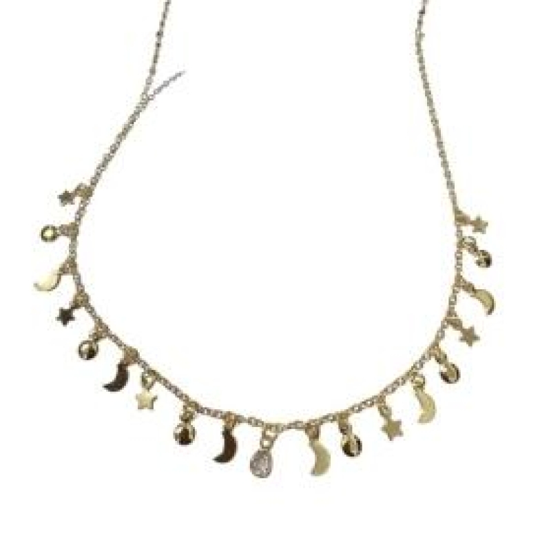 Choker Estrela,Lua E Circulo