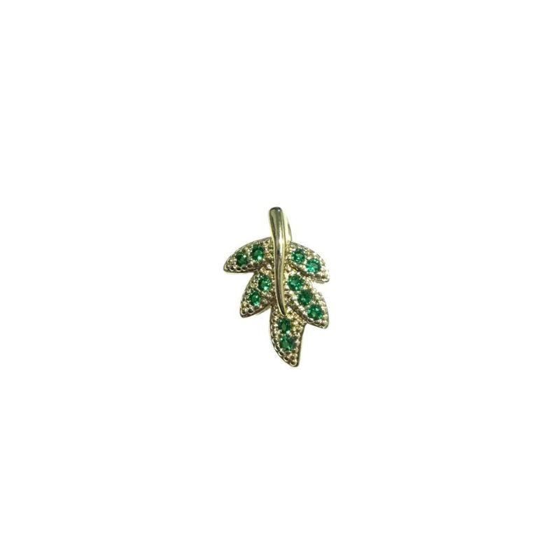 Pingente Folha P C/ Zirconias Verde