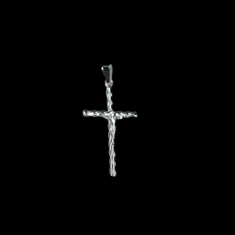 Pingente Prata Cruz Torcida/Jesus