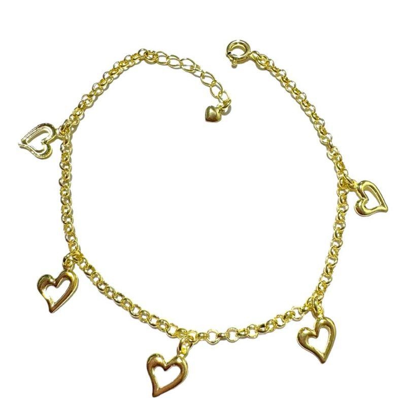 Pulseira 5 Corações Vazados
