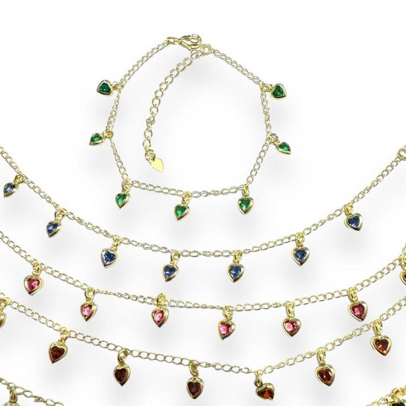 Pulseira 7 Corações Zirconias Multicor