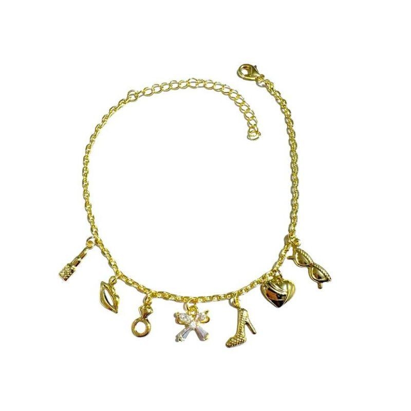 Pulseira Com 7 Pingentes Diversos