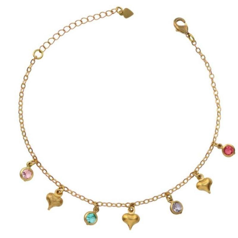 Pulseira Corações Liso C/ Ponto de De Luz Multicor