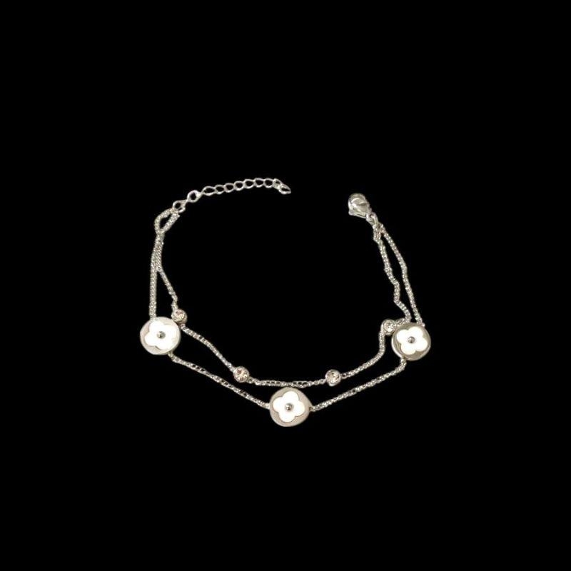 Pulseira Dupla 3 Trevo C/ Zirconia
