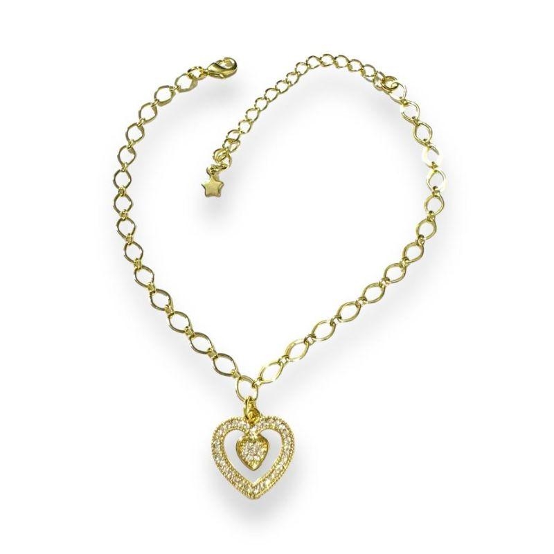 Pulseira Elos 2 Corações Cravejados