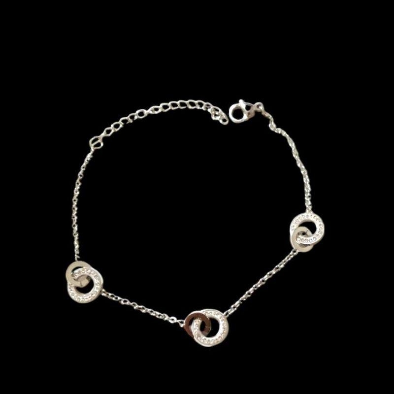 Pulseira Feminina 3 Circulos Cravejado 3 Circulos Liso