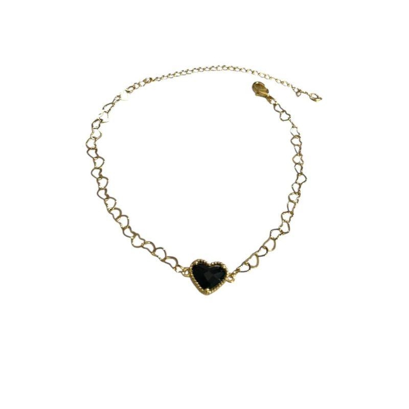 Pulseira Malha Coração /Preta