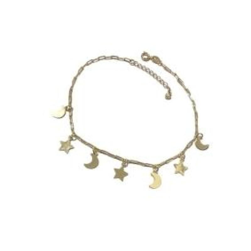 Tornozeleira Tijolinho Com Lua e Estrela