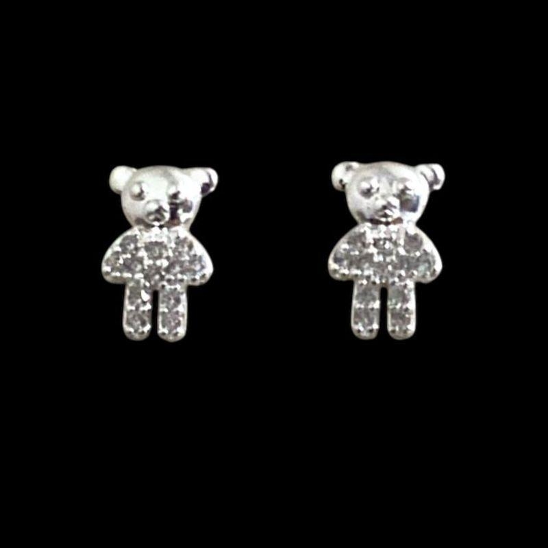 Brinco Fixo Urso Com Corpo Cravejado