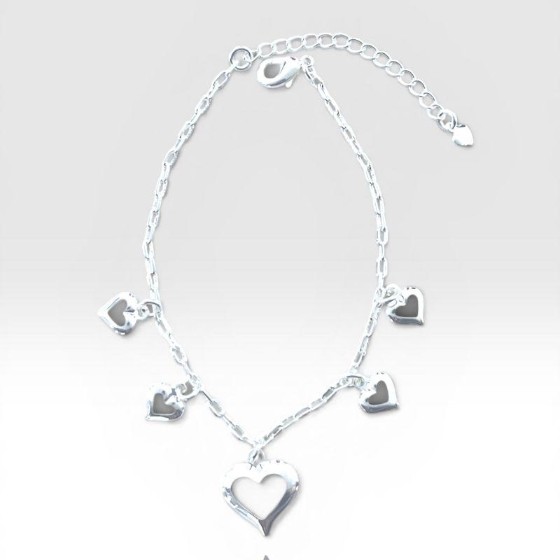 Pulseira C/ 5 Coração Vazado