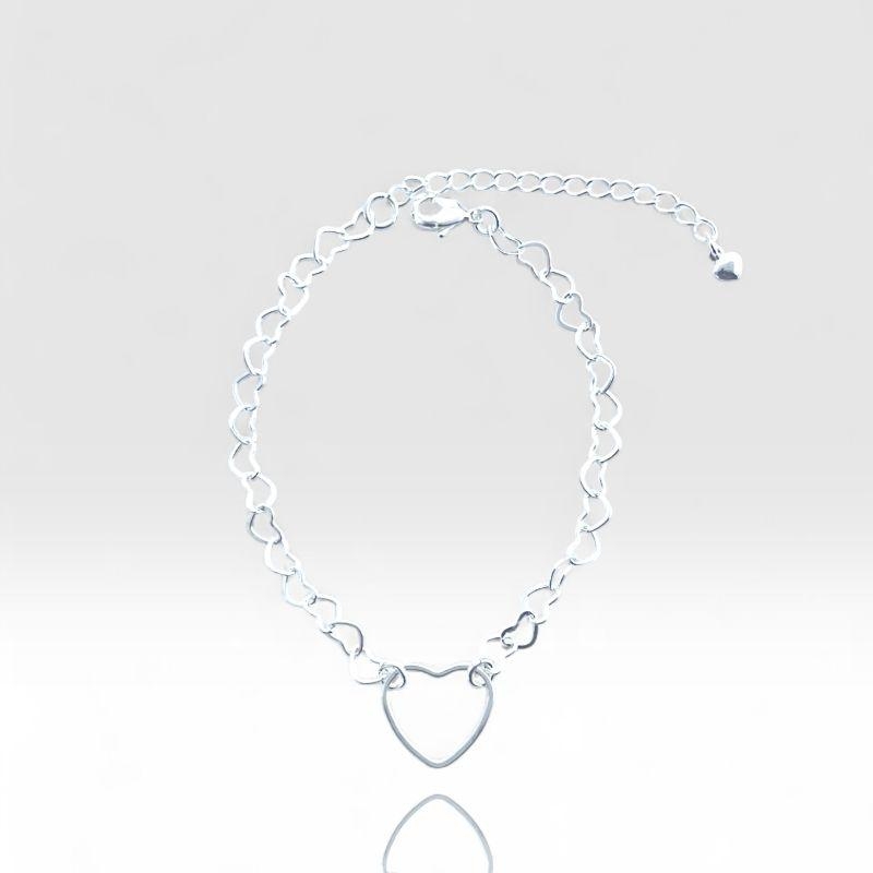 Pulseira Elo Coração com 1 Coração Vazado no Centro