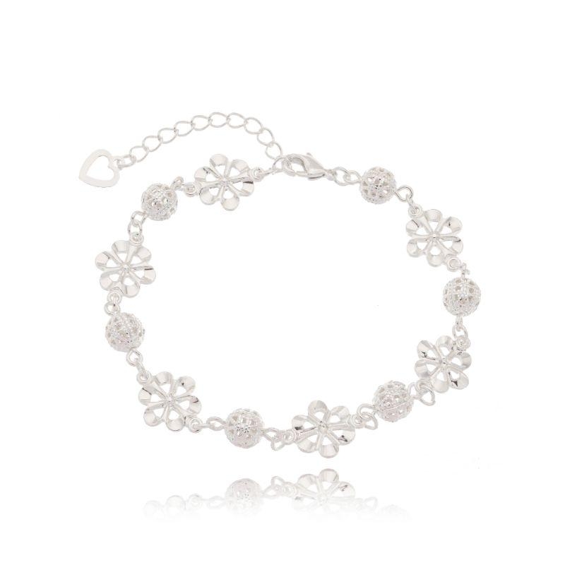 Pulseira De Flores Vazadas /Bolinhas Detalhadas