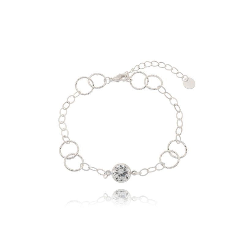 Pulseira Detalhada Elos Ovais c/Zircônia