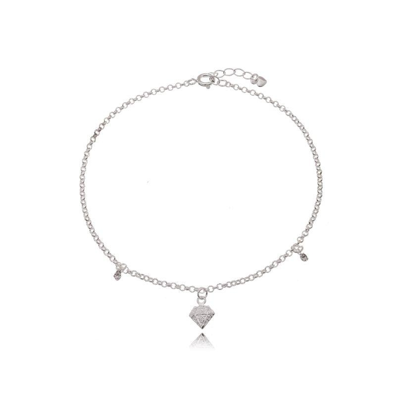 Tornozeleira Diamante C/ 2 Zirconias