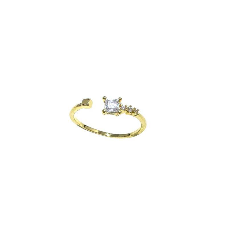 Anel Aro C/ Pedra Zirconia Retangular