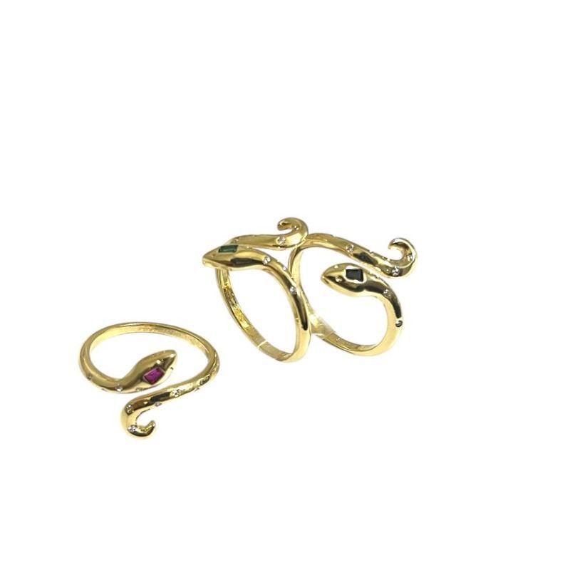 Anel Cobra C/ Ponto Zirconia Multi Cores