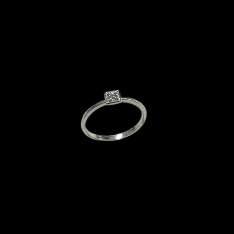 Anel Prata Solitario Pedra Quadrada Zirconia