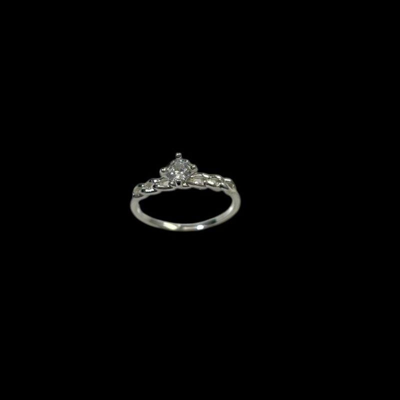 Anel Prata Solitario Pedra Zirconia Aro Trançado
