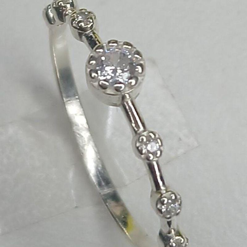 Anel Prata Zicornia C/ 6 Pedras Cristal