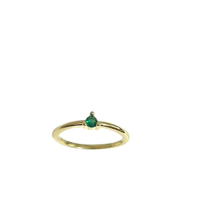 Anel Solitario C/ Pedra Zirconia /Verde