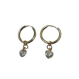 Argola Redonda PP com Pedra Zircônia Coração Pendurada Multicor