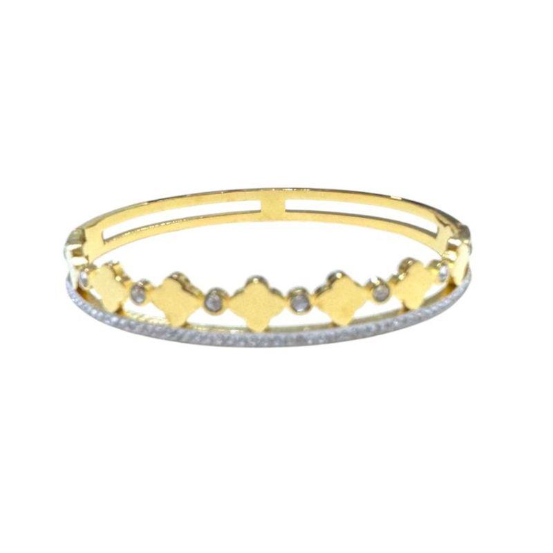 Bracelete Duplo C/ Trevo e Ponto De Luz e Cravejado