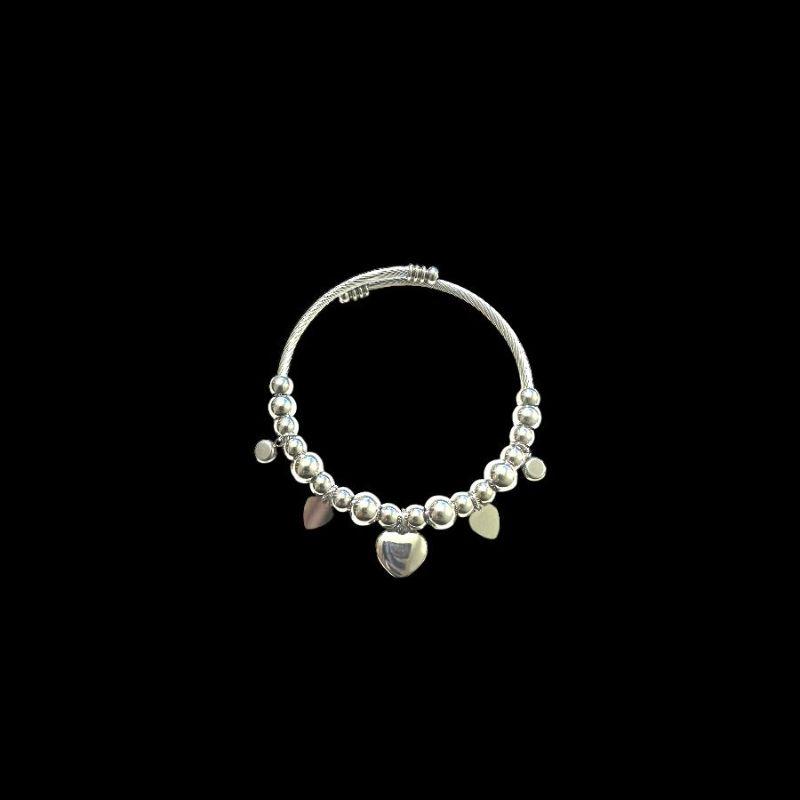 Bracelete Torcido Corações Liso C/ Zirconia