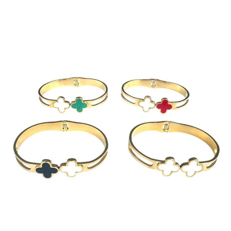Bracelete Vintage 2 Trevos Multicor C/ Fio Duplo