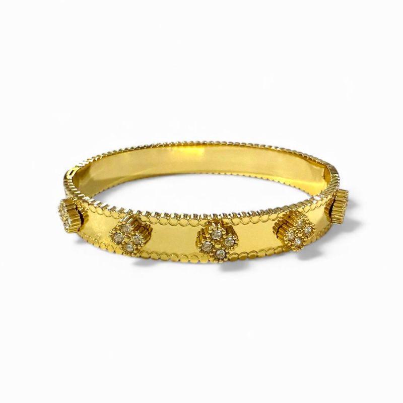 Bracelete Vintage Aro Detalhado C/ 5 Trevos Cravejado