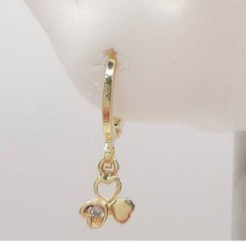 Brinco Click 3 Coração 1 Com Zirconia