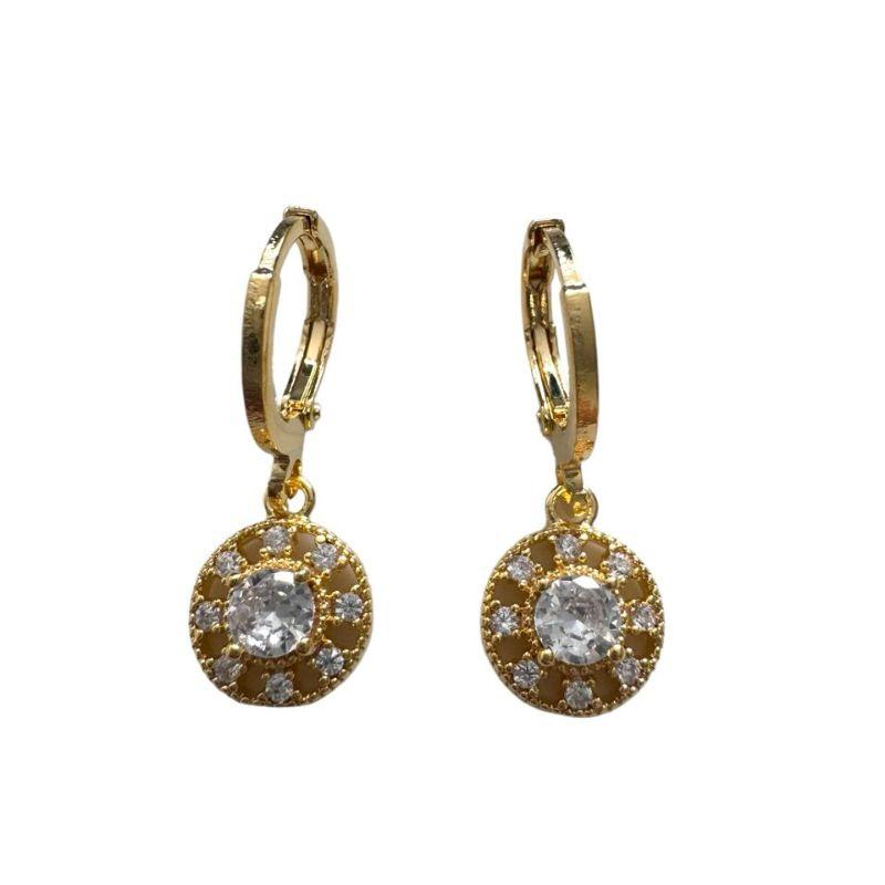 Brinco Click Flor Com Pedra Zirconia