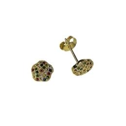Brinco Fixo Flor Cravejada Zircônias Multicolor