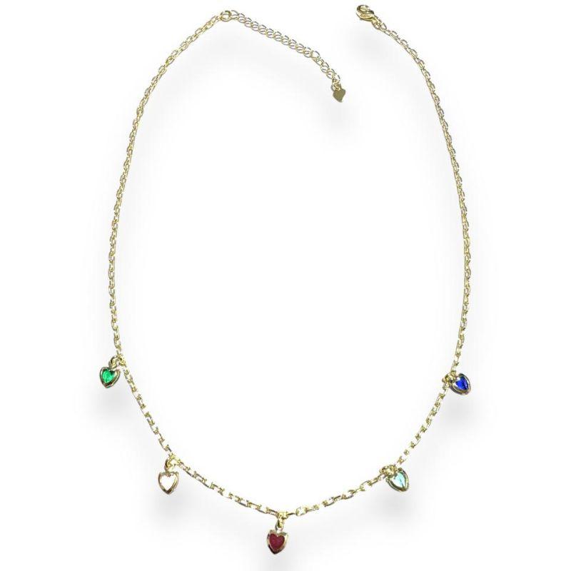 Choker 5 Corações Zirconias Multicor